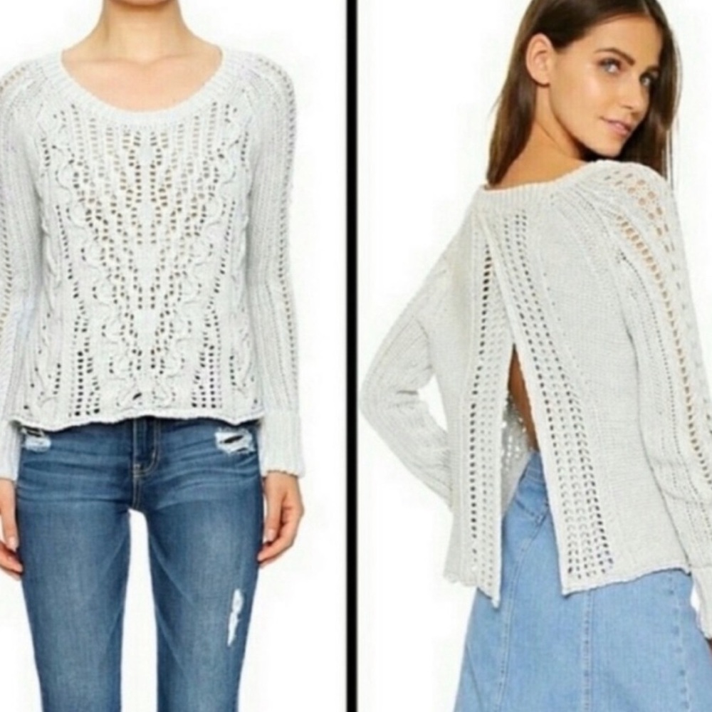 Free People Open Back Cable Knit Sweater in Papaya size Large